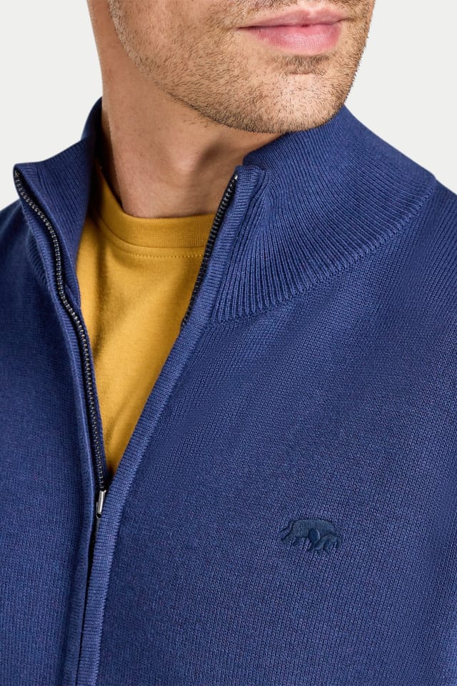 raging bull Raging Bull Men's Zip Through Knitted Cardigan in Navy - 3