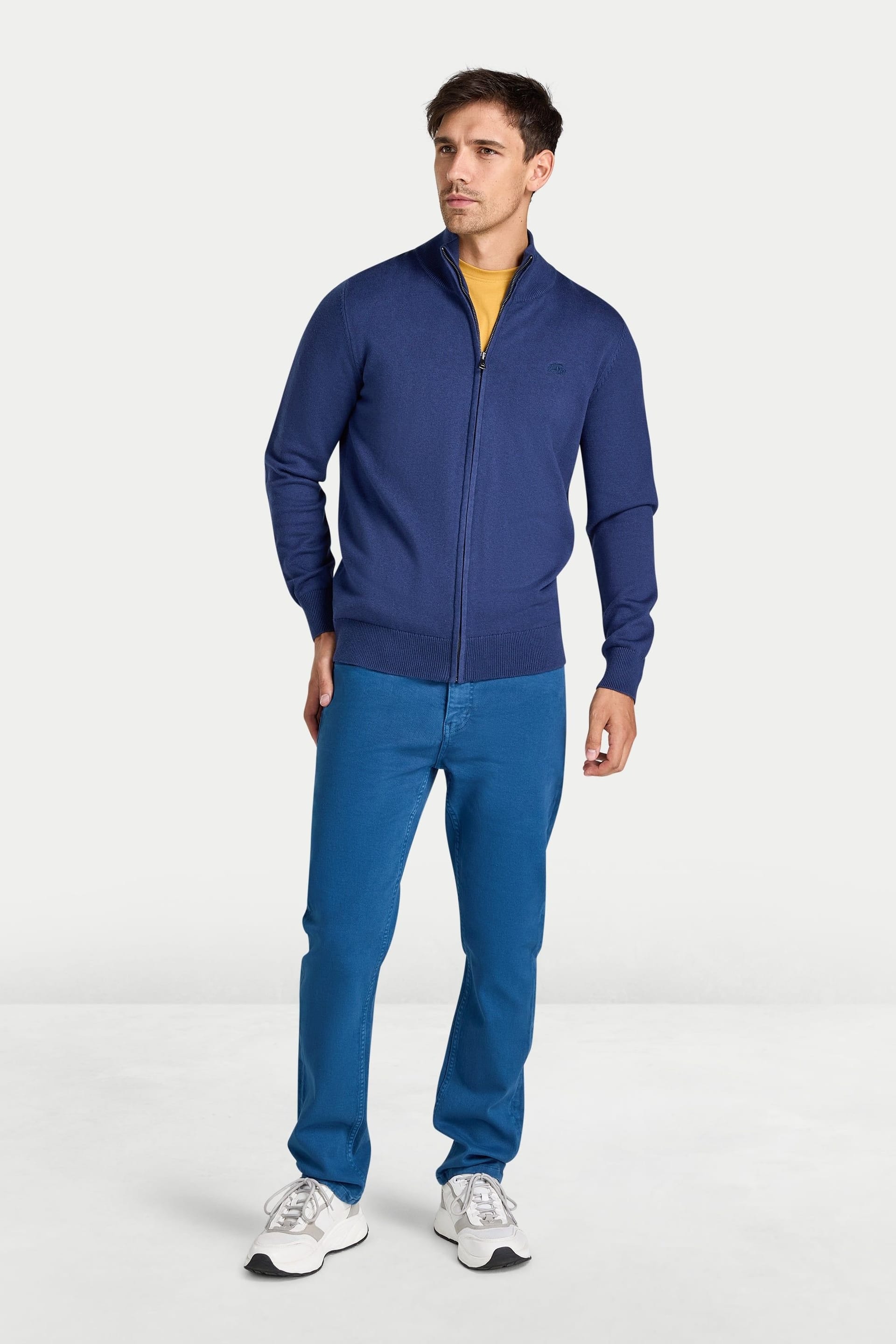 raging bull Raging Bull Men's Zip Through Knitted Cardigan in Navy - 4