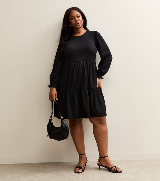 New Look Women's Plus Size Black Crinkled Jersey Mini Dress Curves New Look - 3