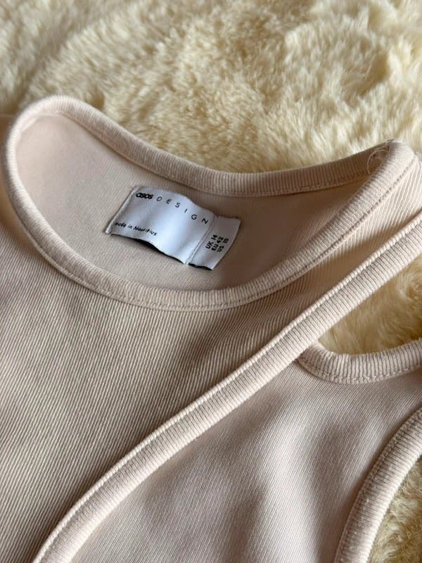 ASOS Design Cream racer cut out shoulder bodysuit top