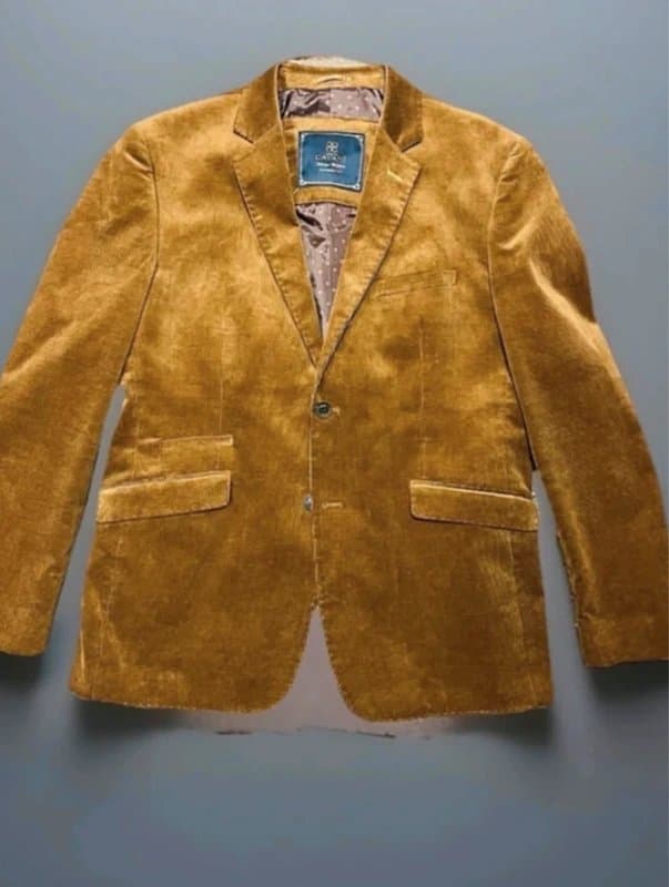 House of Cavani House of Cavani - Caramel Brown Corduroy Blazer – Slim Fit – UK 44