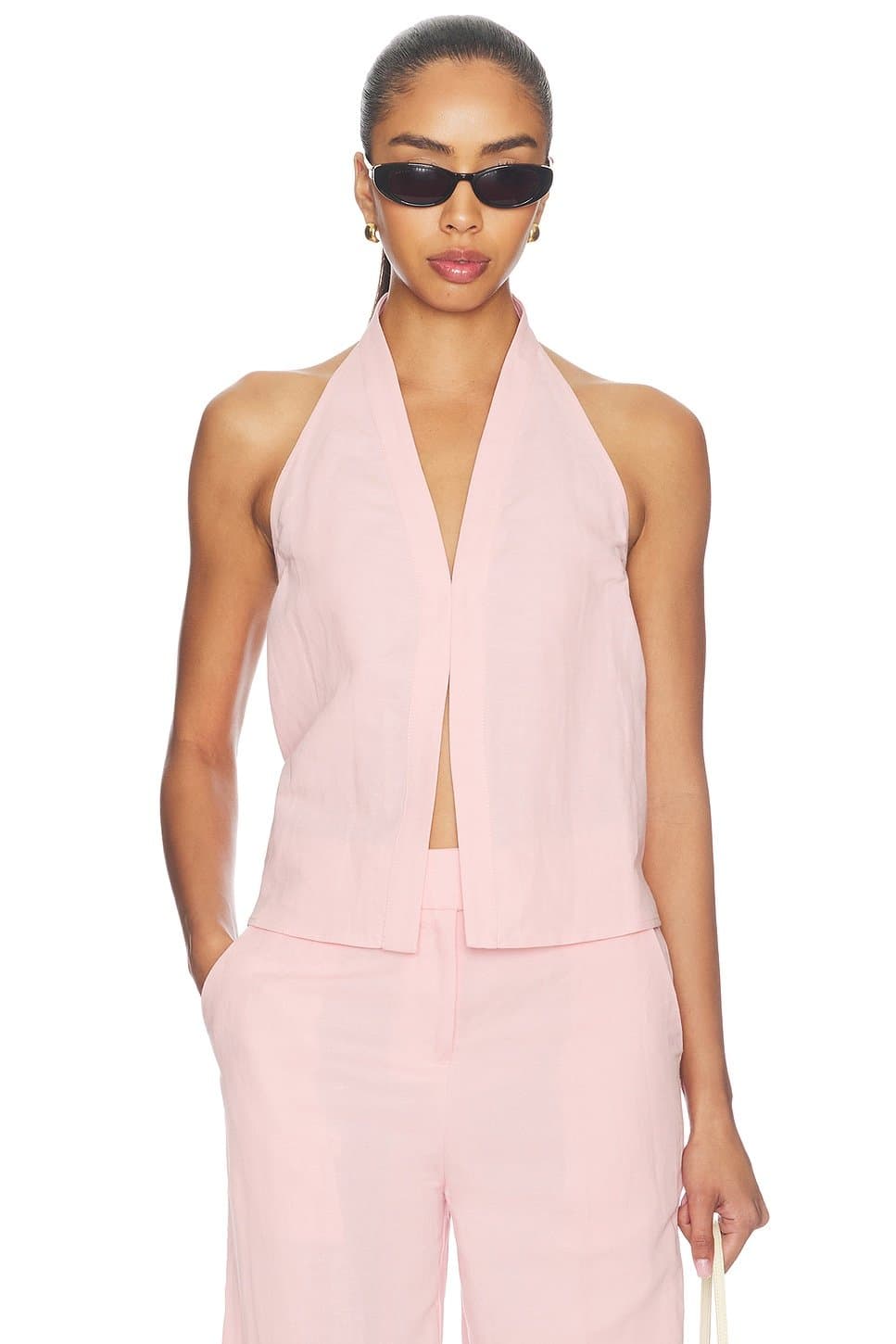 revolve Revolve Pink Linen Halter Top
