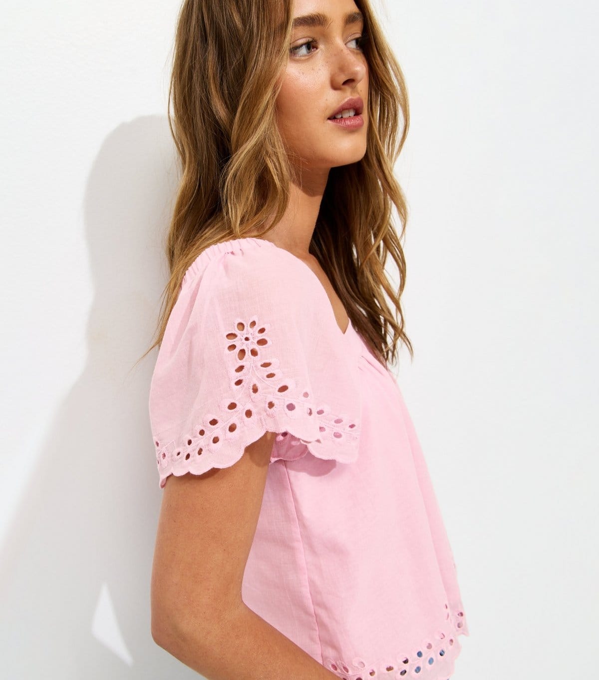New Look Women's Pink Embroidered Square Neck Blouse New Look - 1