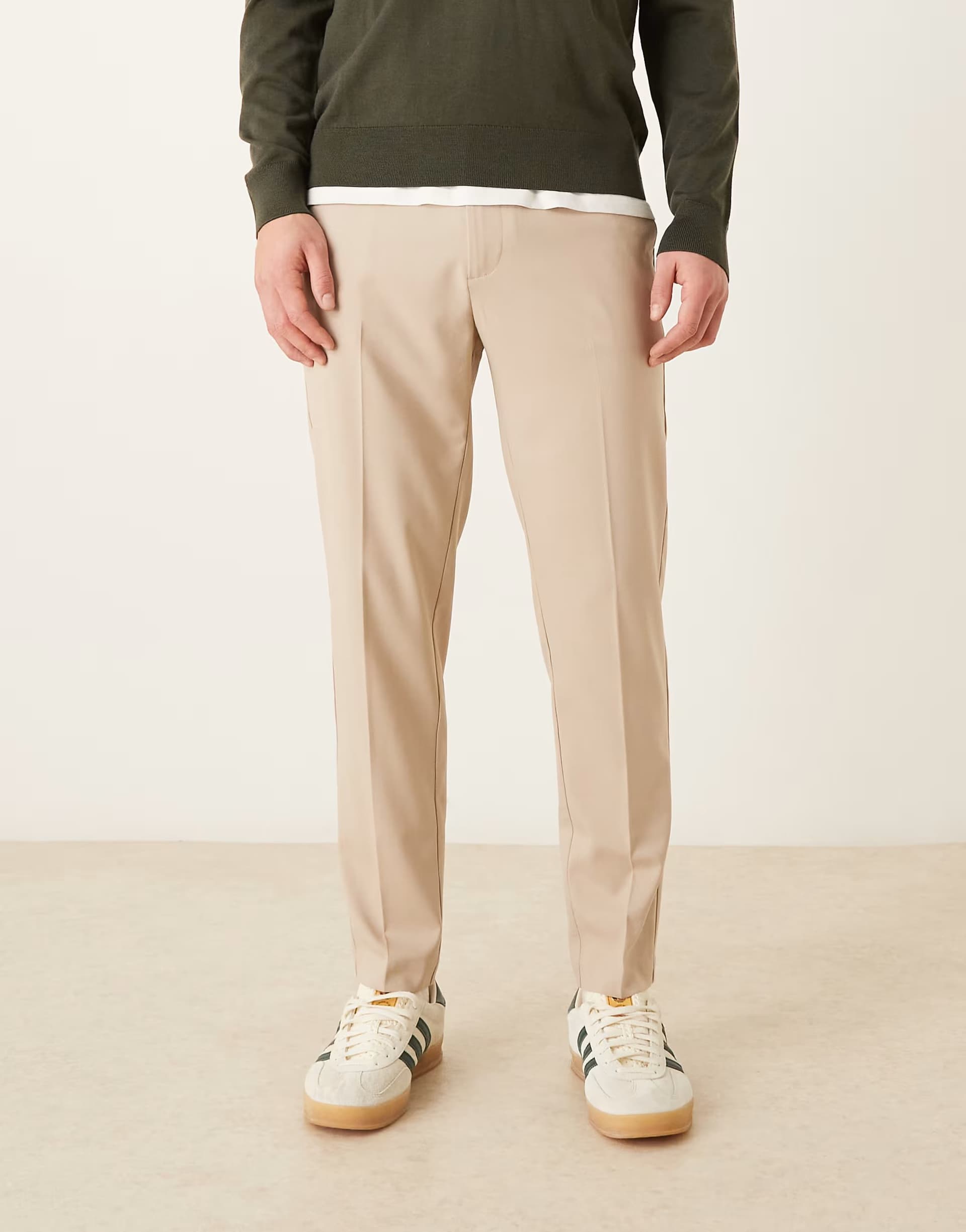 ASOS ASOS DESIGN smart tapered trousers in stone