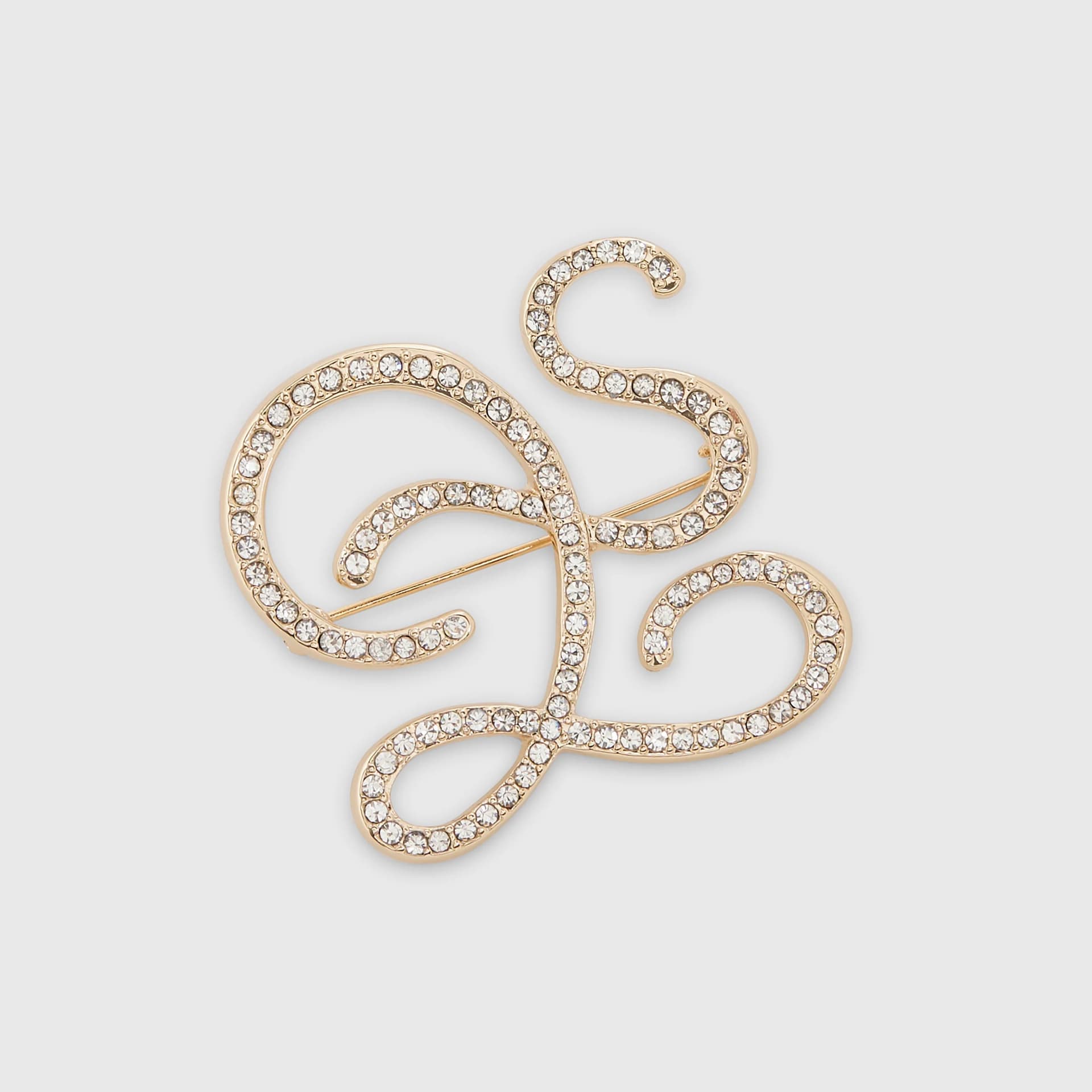 River Island River Island Womens Gold Rhinestone Open Swirl Brooch