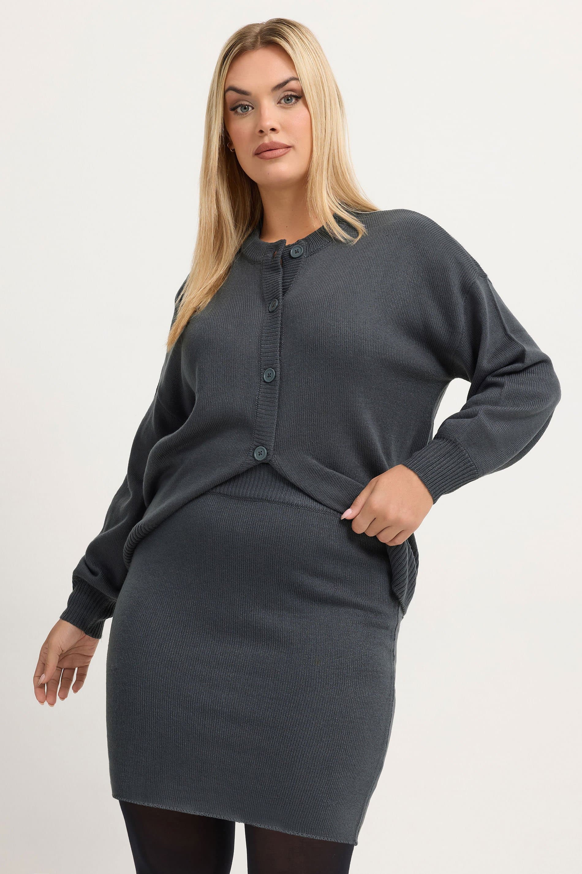 Limited Collection Plus Size Grey Knitted Mini Skirt
