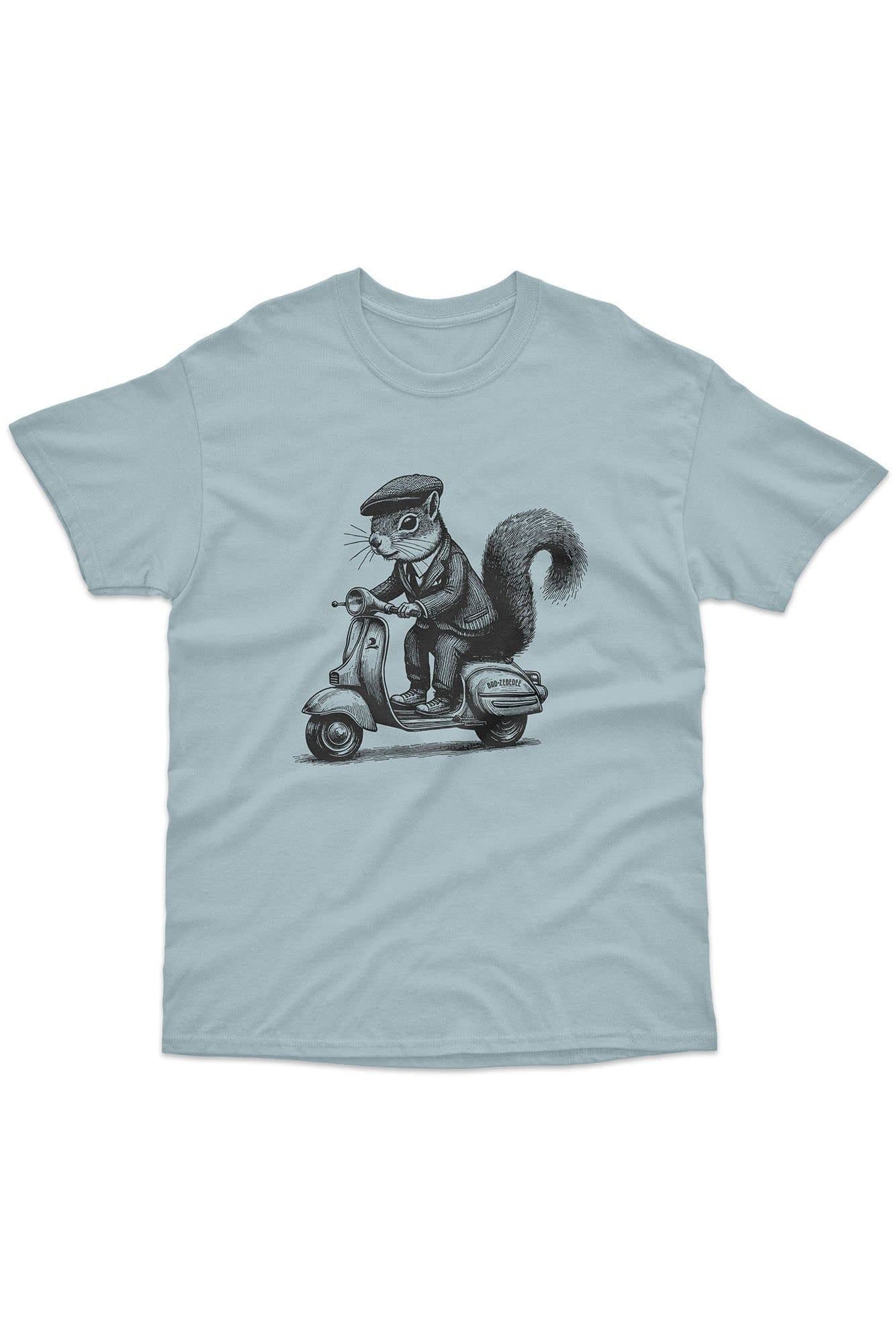 Bad Zebedee Bad Zebedee Men's Scooter Squirrel T-Shirt in Light Blue