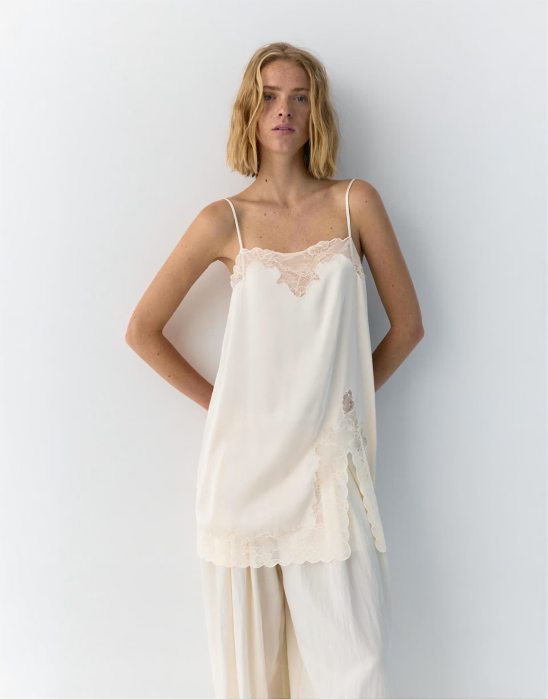 ASOS ASOS Beige Lace-trim Camisole Top