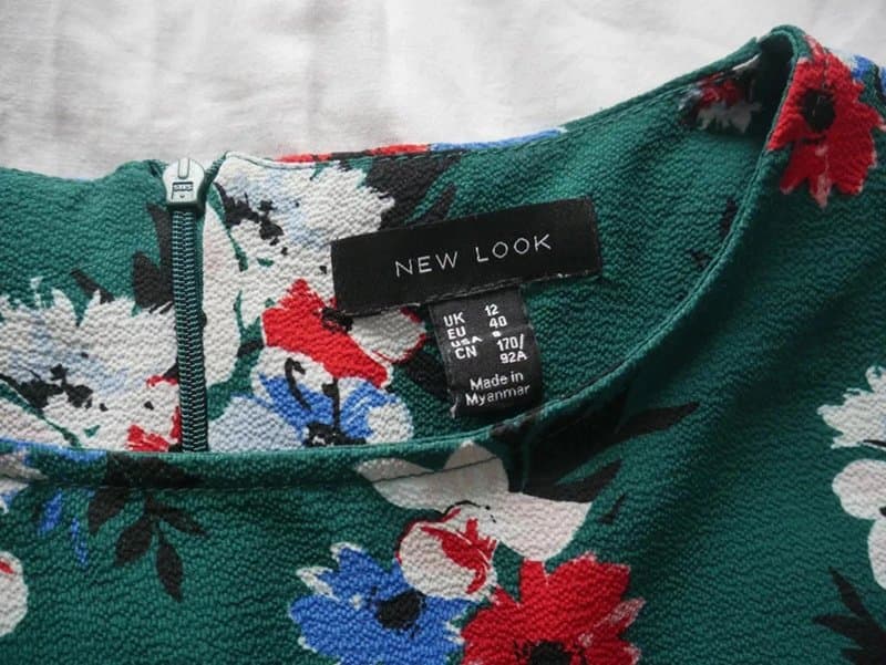 New Look New Look Dress Green Floral Size 12 Tea Dress Summer Classic Skater Zip Back