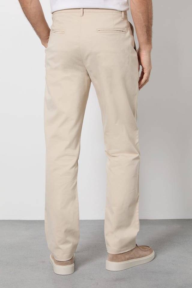 Burton Burton Men's Beige Pleat Front Straight Fit Chino Trousers - 3