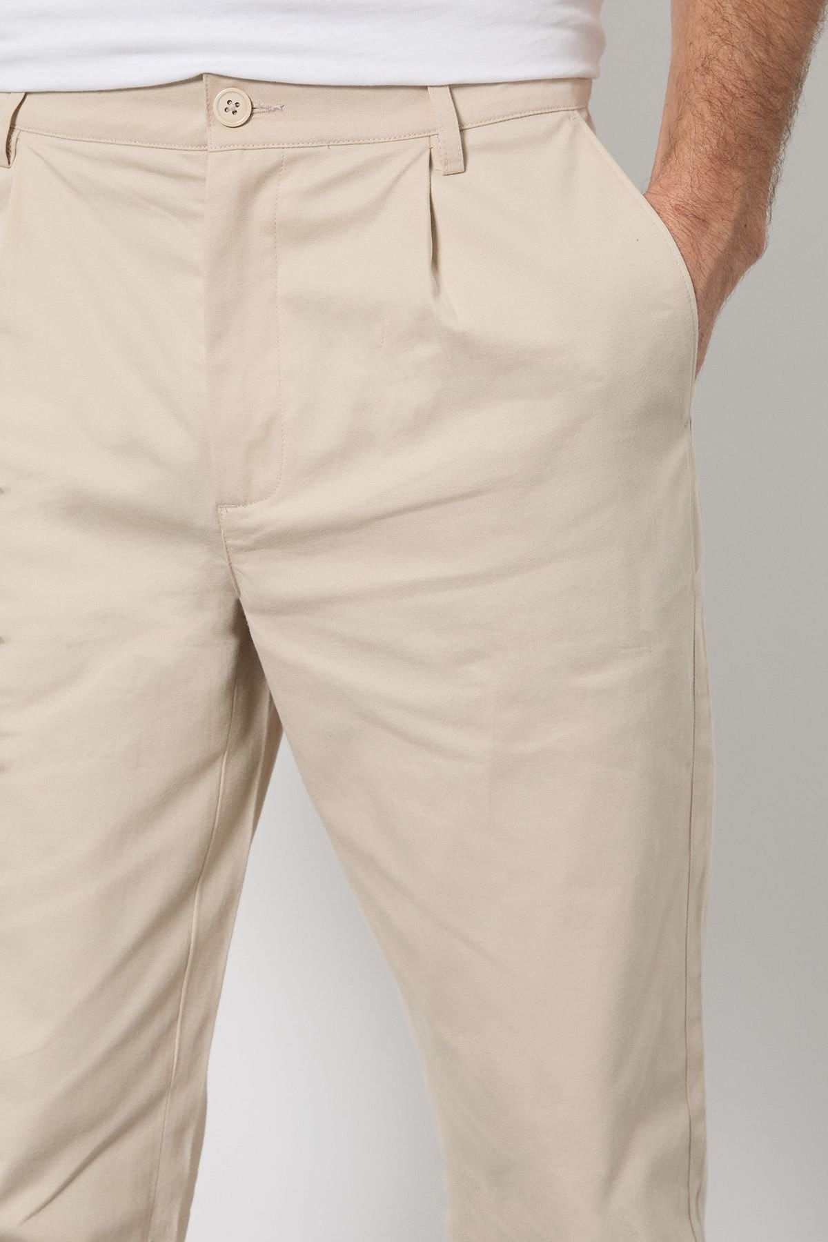Burton Burton Men's Beige Pleat Front Straight Fit Chino Trousers - 4