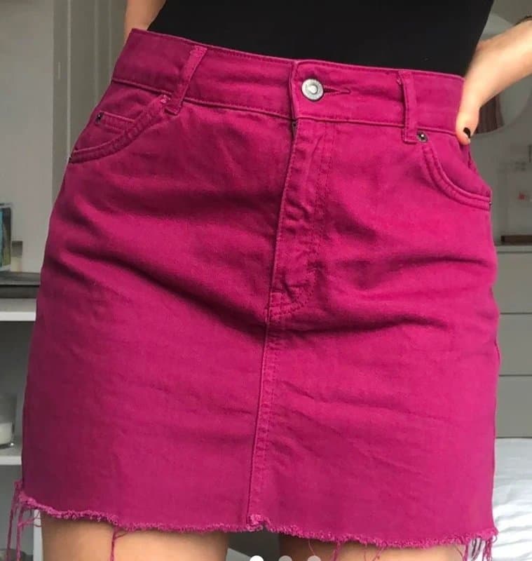 Topshop Topshop raspberry / fuchsia denim mini skirt RRP £33 - 6