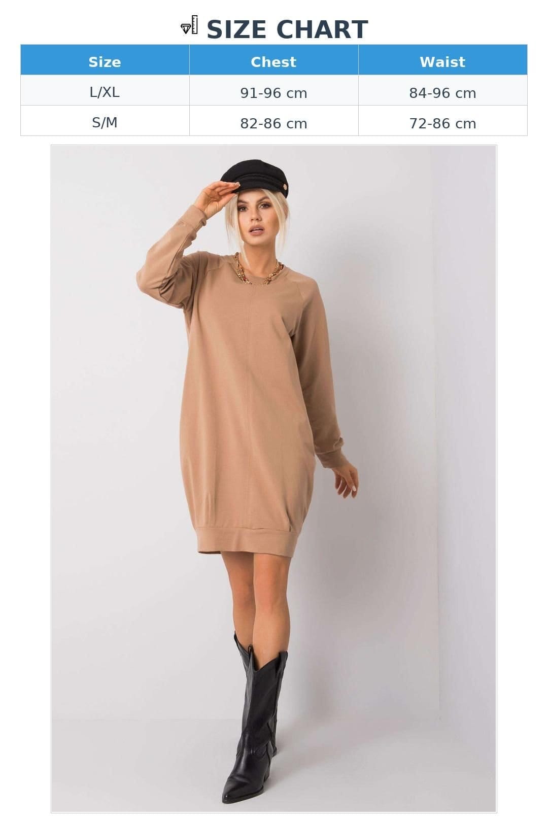 Love Lace Love Lace Women's Everyday Cotton Elastane Long Sleeve Dress Pockets in Brown - 4