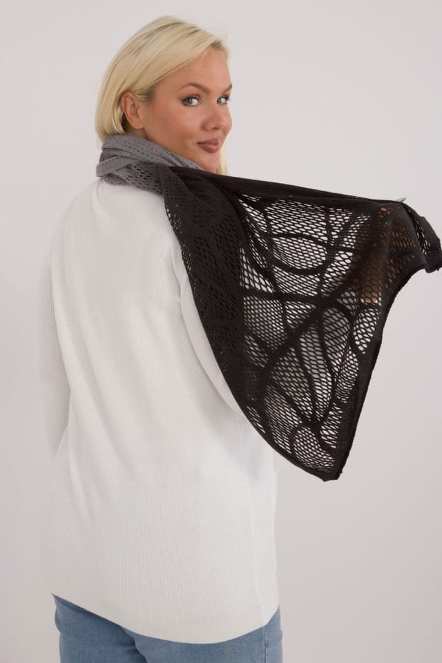 Love Lace Love Lace Women's Long Elegant Openwork Cotton Wool Scarf for Autumn Winter in Grey - 3