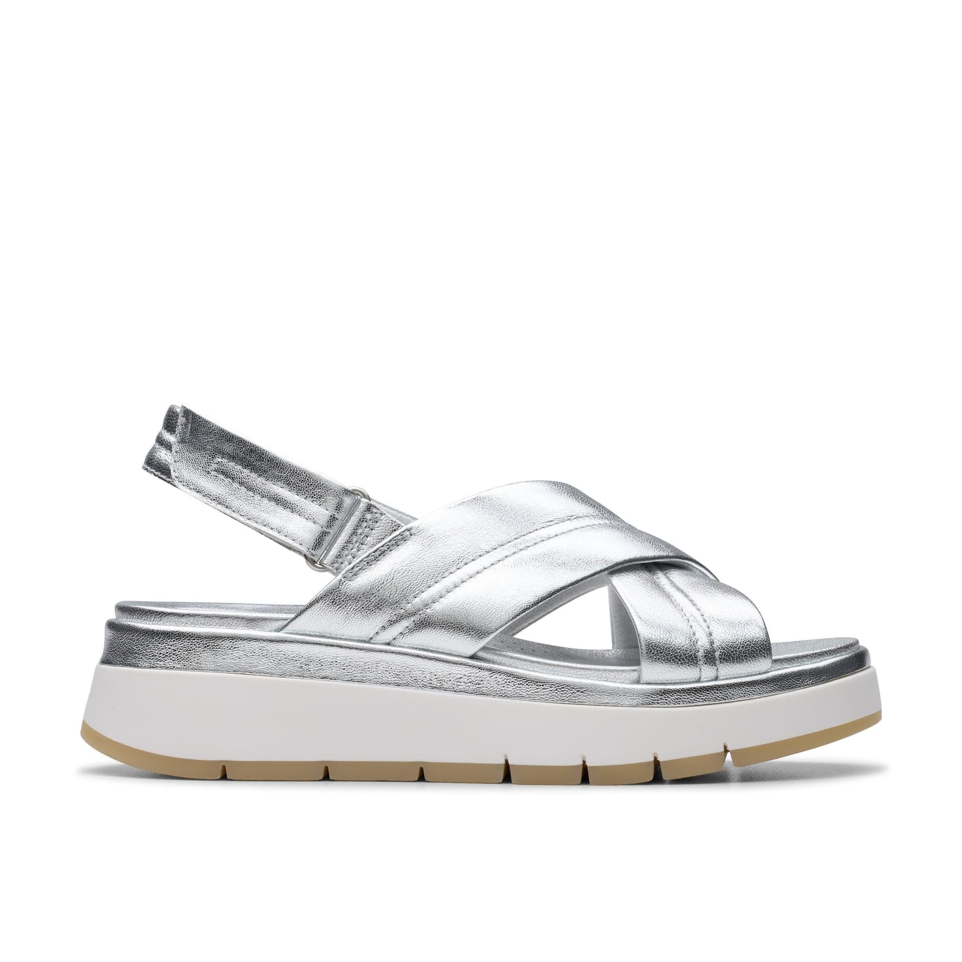 Clarks Clarks Women's Tuscan Cross Silver Leather Strappy Sandals