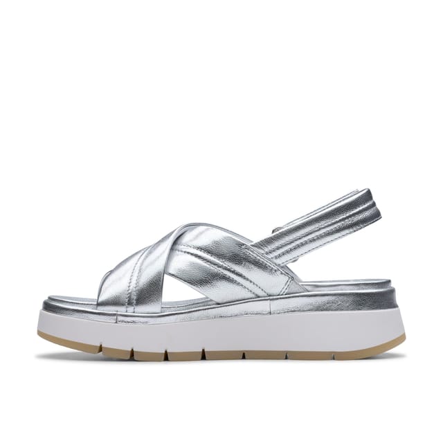 Clarks Clarks Women's Tuscan Cross Silver Leather Strappy Sandals - 2