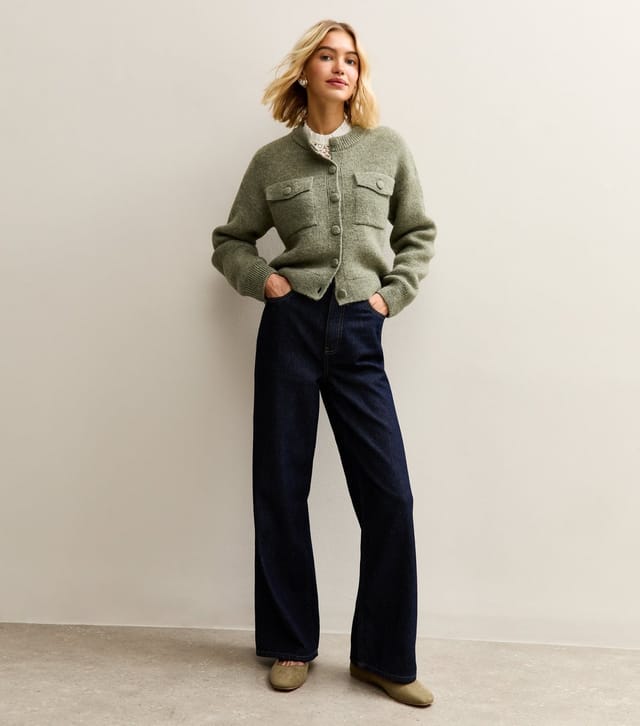 New Look Women's Light Khaki Flap Pocket Knitted Bomber New Look - 3