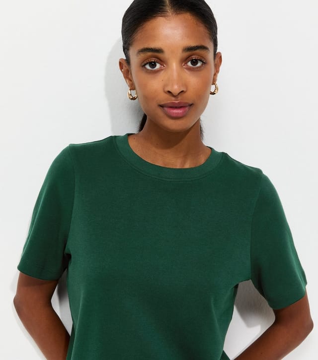 New Look Women's Premium Dark Green Heavyweight Cotton T-Shirt New Look - 2