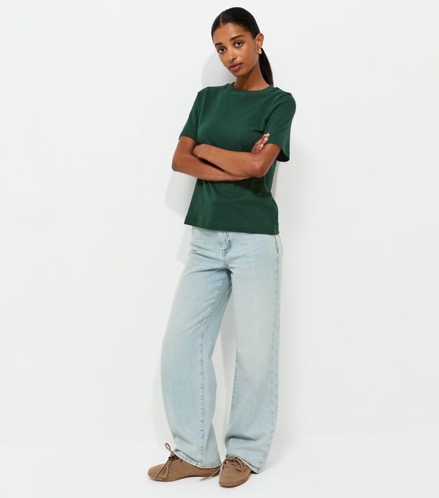 New Look Women's Premium Dark Green Heavyweight Cotton T-Shirt New Look - 3