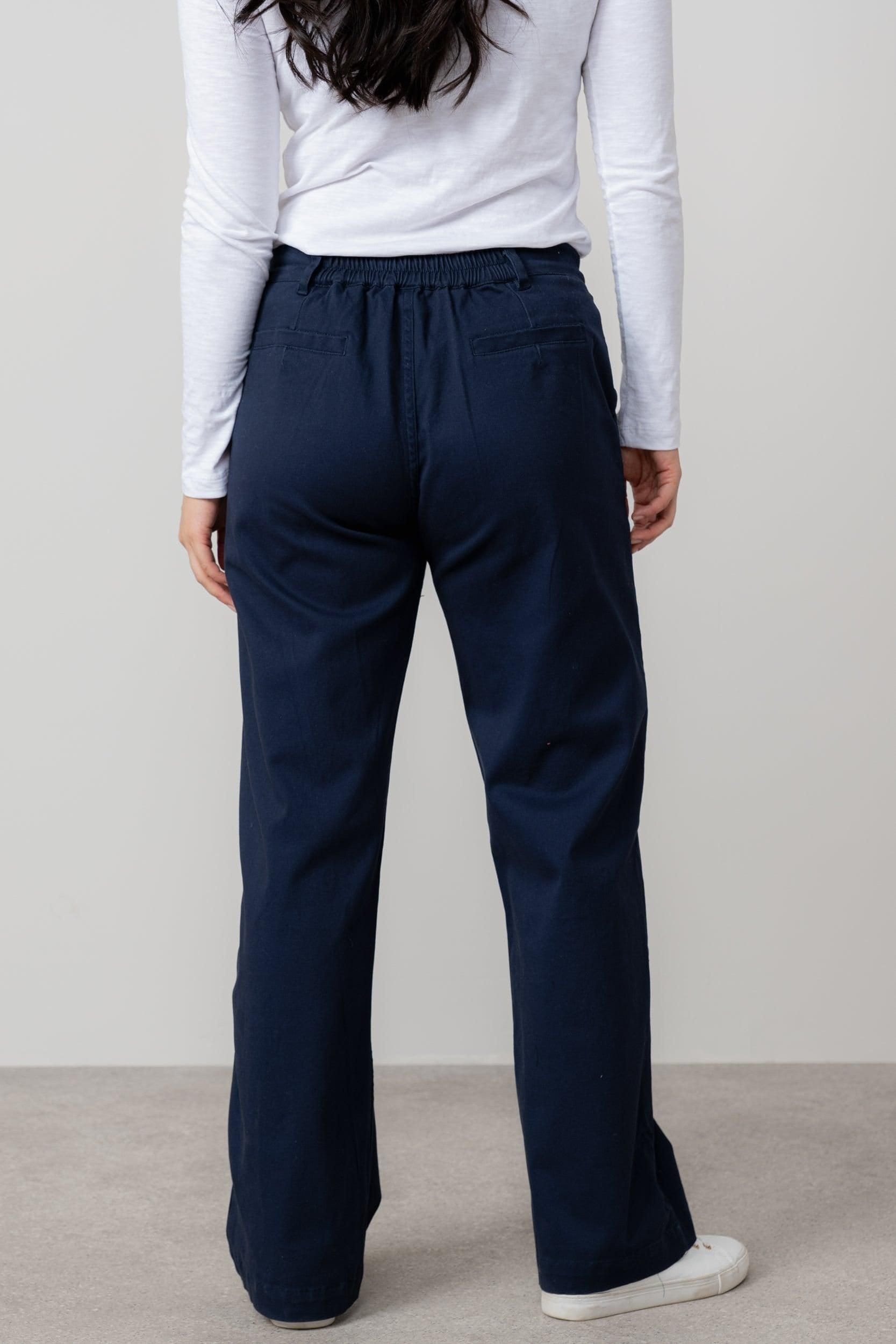 Lily & Me Lily & Me Women's Dockside Stretch Twill Full length Wide Leg Trousers in Navy - 4