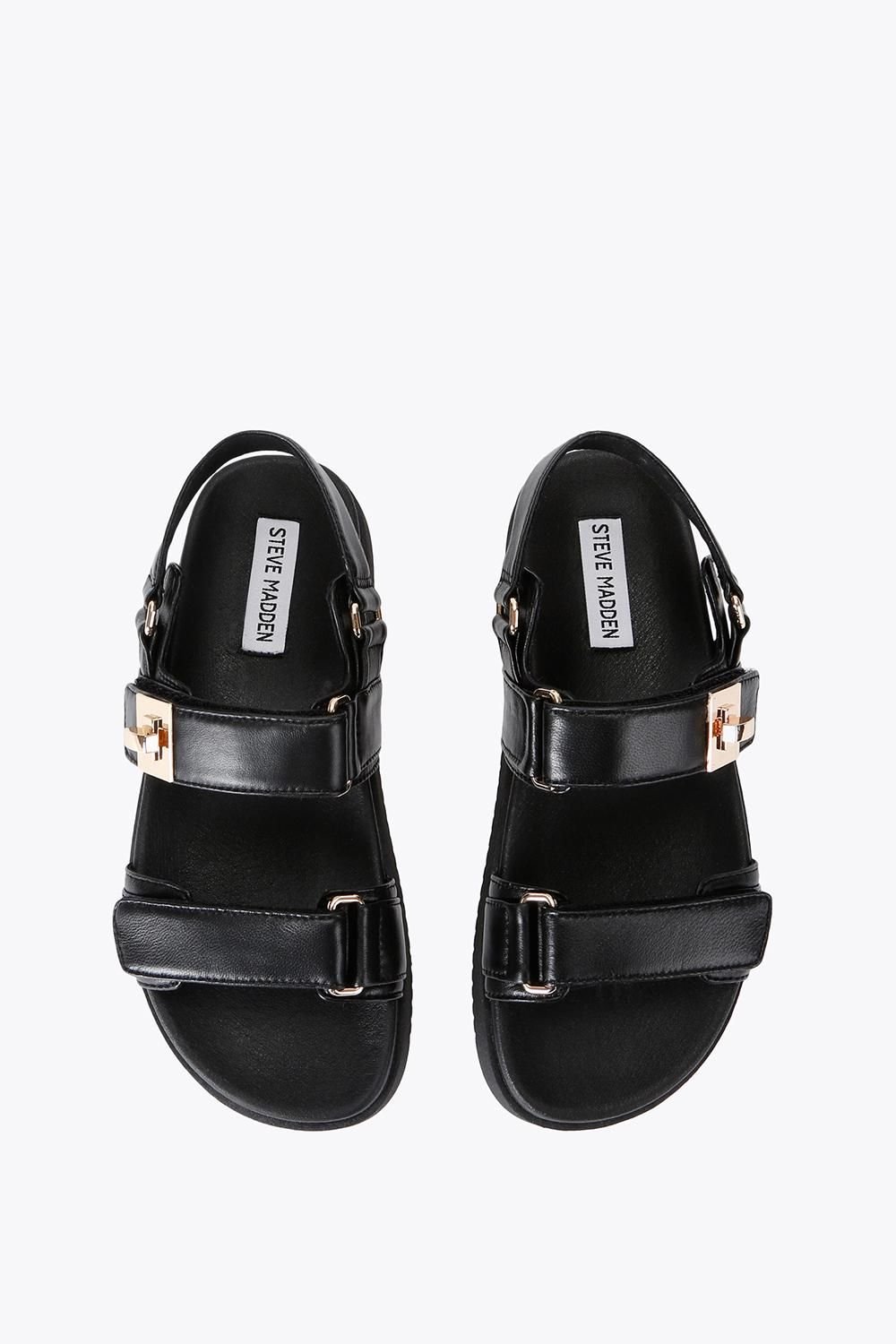 Steve Madden STEVE MADDEN Women's 'Mona 017 Black Leather' Leather Sandals - 2