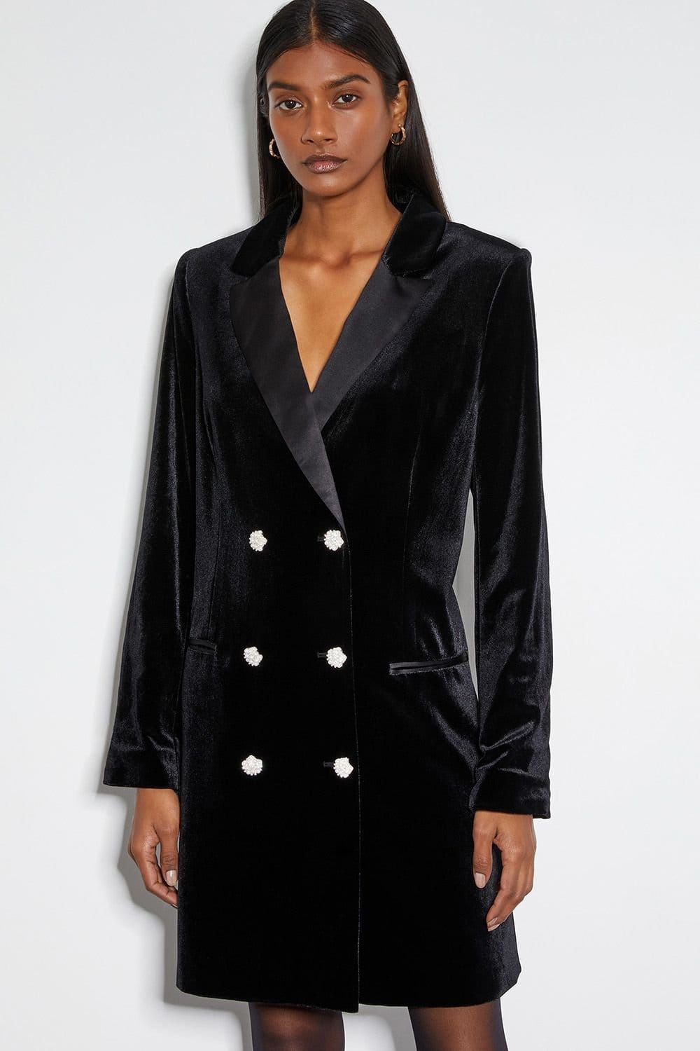 Monsoon Monsoon Women's Valery Velvet Blazer Dress Black - 4