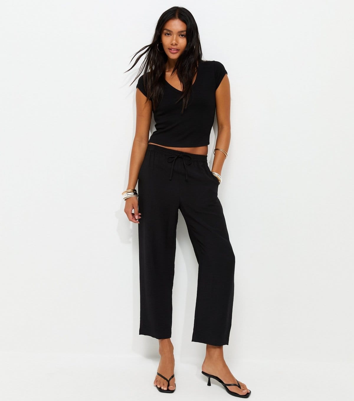 New Look Black Woven Ankle Grazer Trousers