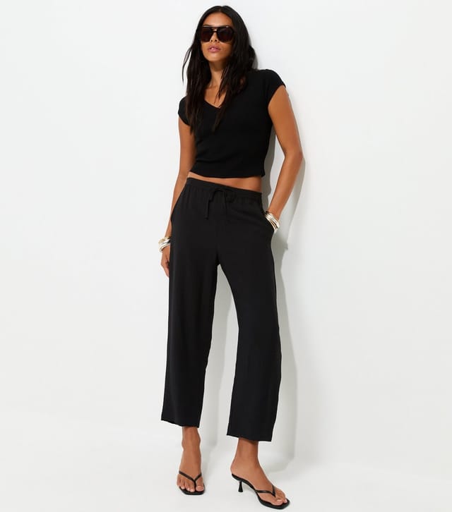 New Look Women's Black Woven Ankle Grazer Trousers New Look - 3