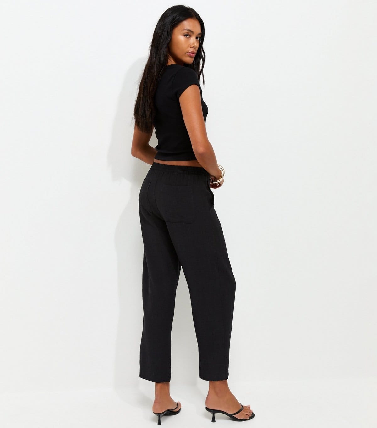 New Look Women's Black Woven Ankle Grazer Trousers New Look - 4