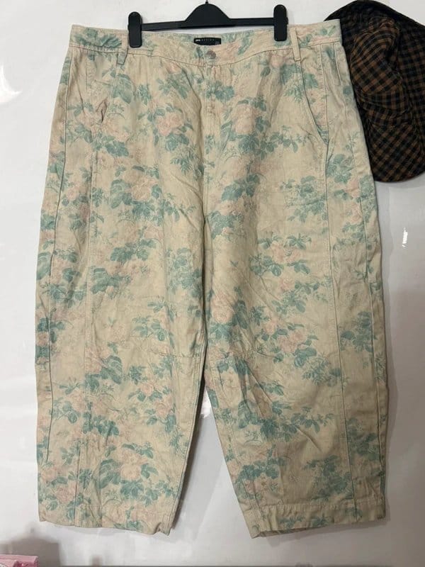 ASOS Cream Floral Wide-Leg Trousers