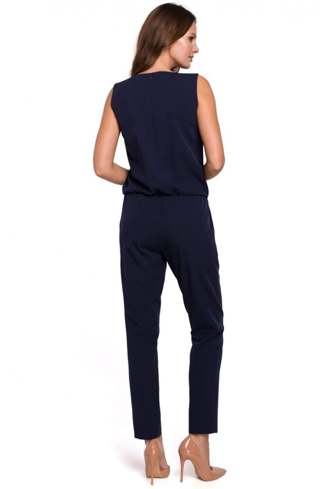 Love Lace Love Lace Women's Elegant Comfortable Overalls With Modern Neckline in Blue - 2