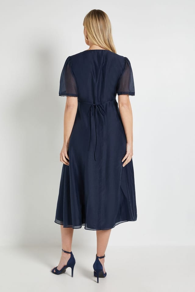 Wallis Wallis Women's Petite Tencel Twist Midi Dress in Navy - 3