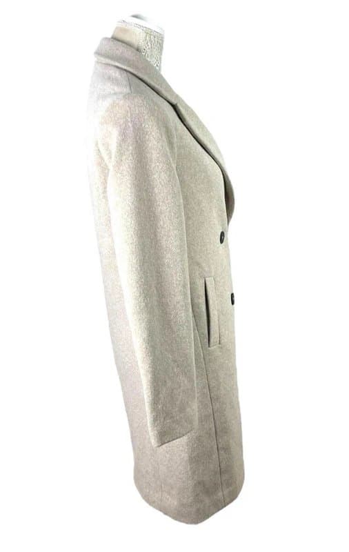 New Look New Look Stone Wool Effect Long Coat Jacket Double Breasted Women’s UK Size 6