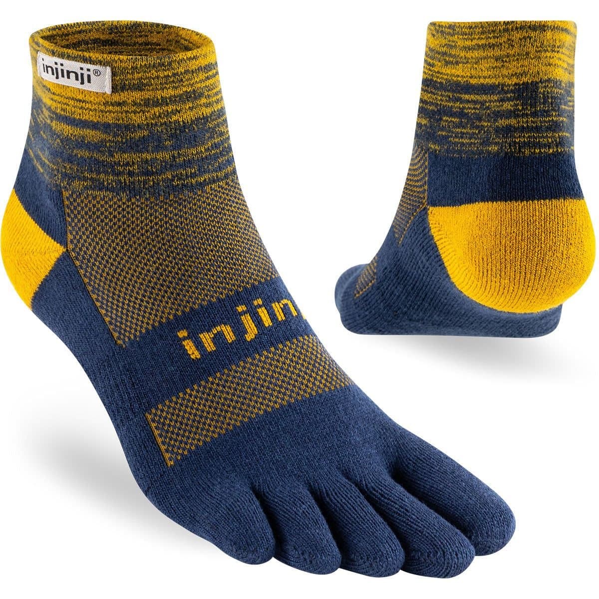 Injinji Injinji Men's Mid-Weight Trail Run Mini-Crew Toe Socks in Navy