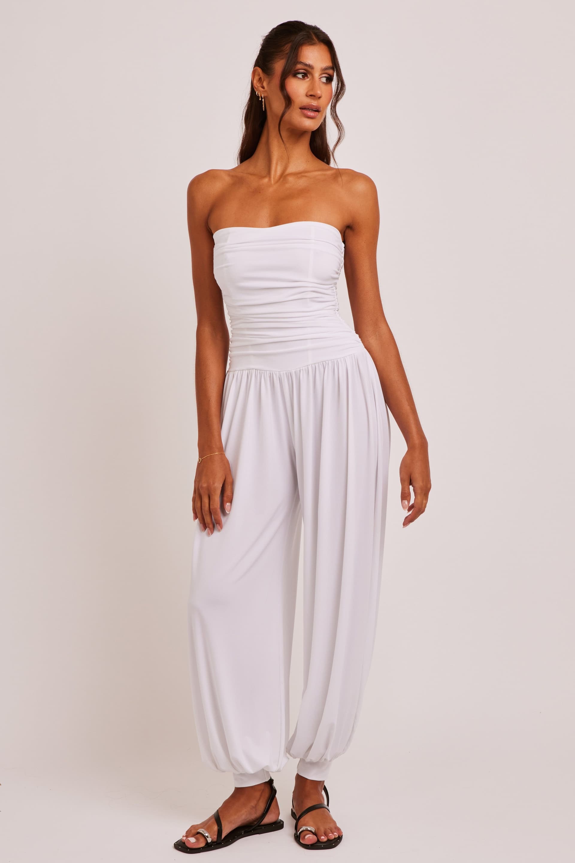 Jaded Rose Jaded Rose Women's Jump White Strapless Balloon Leg Jumpsuit