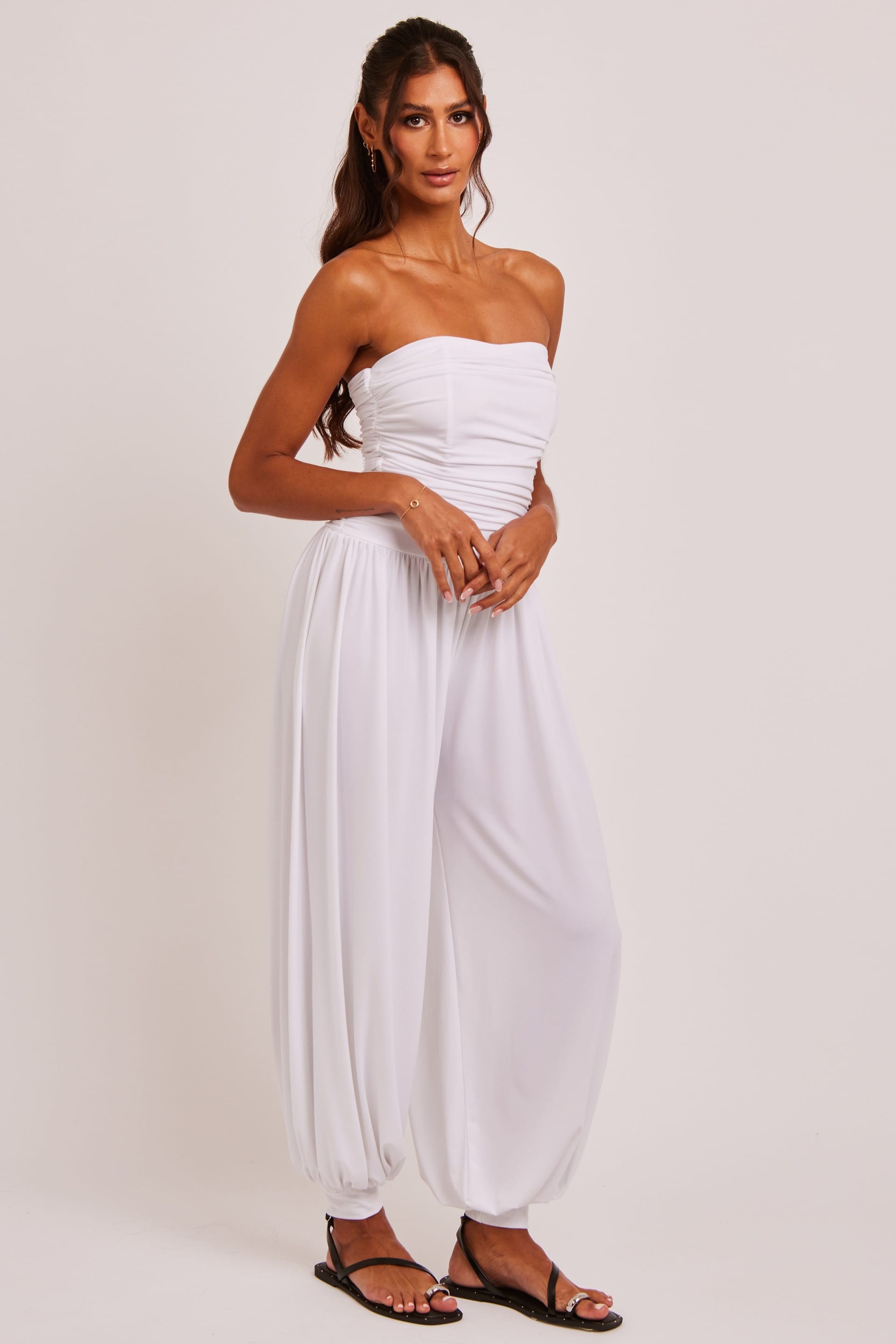 Jaded Rose Jaded Rose Women's Jump White Strapless Balloon Leg Jumpsuit - 4