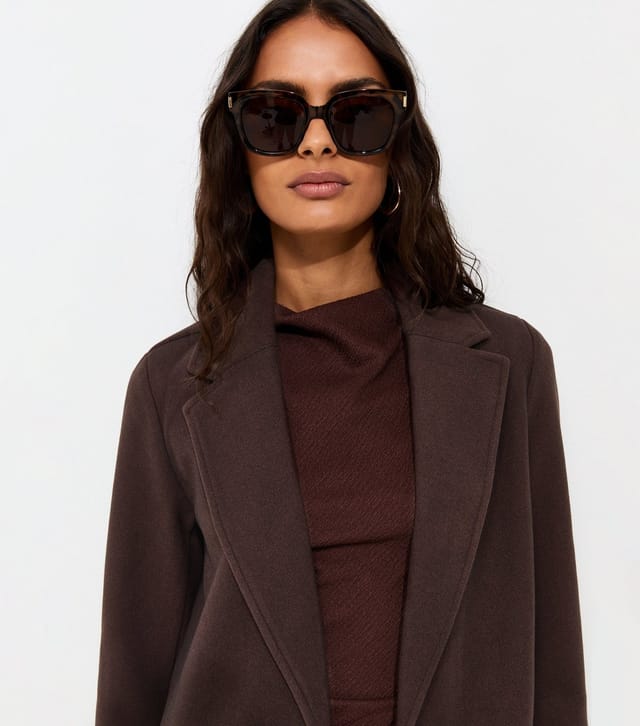 New Look Women's Brown Open Front Longline Formal Coat New Look - 3