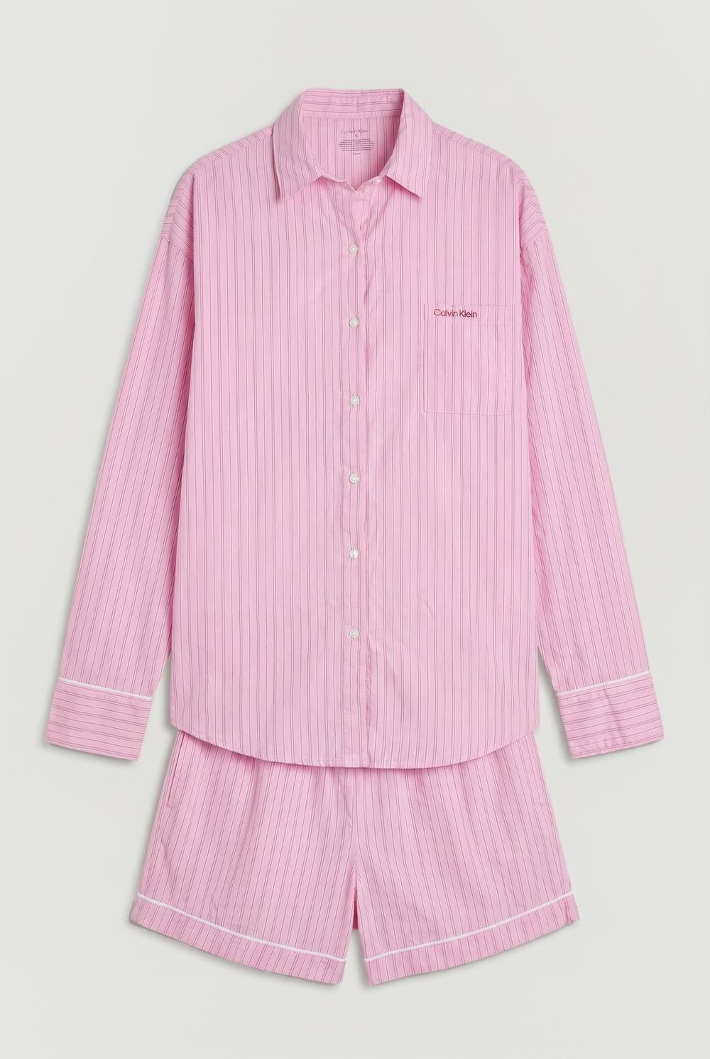Calvin Klein Calvin Klein Women's Cotton Poplin V Day Poplin Set 19471 Trail Stripe+Pink Essence in Pink - 1