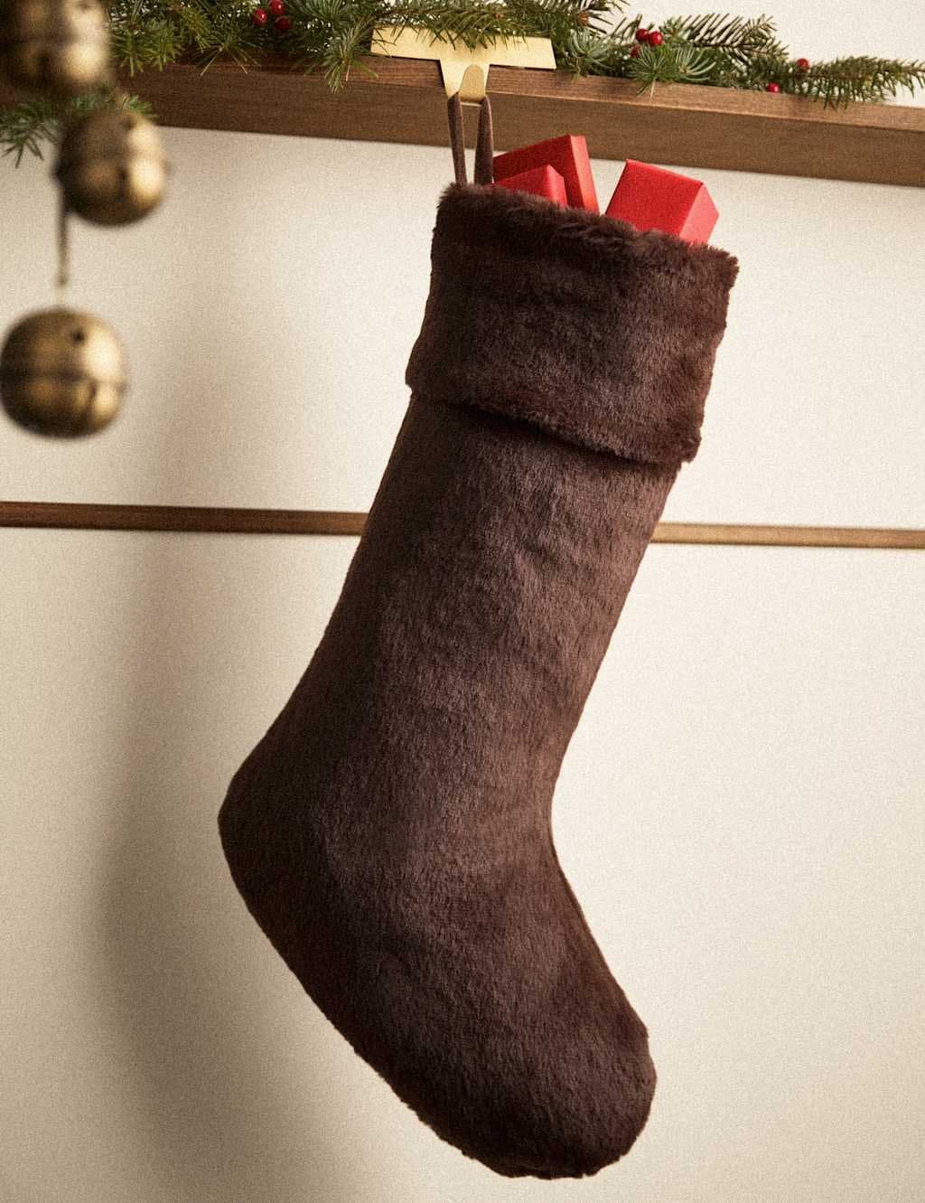 Marks & Spencer M&S Faux Fur Hanging Stocking Brown