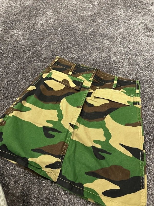 Zara Camouflage Denim Camo Mini Skirt