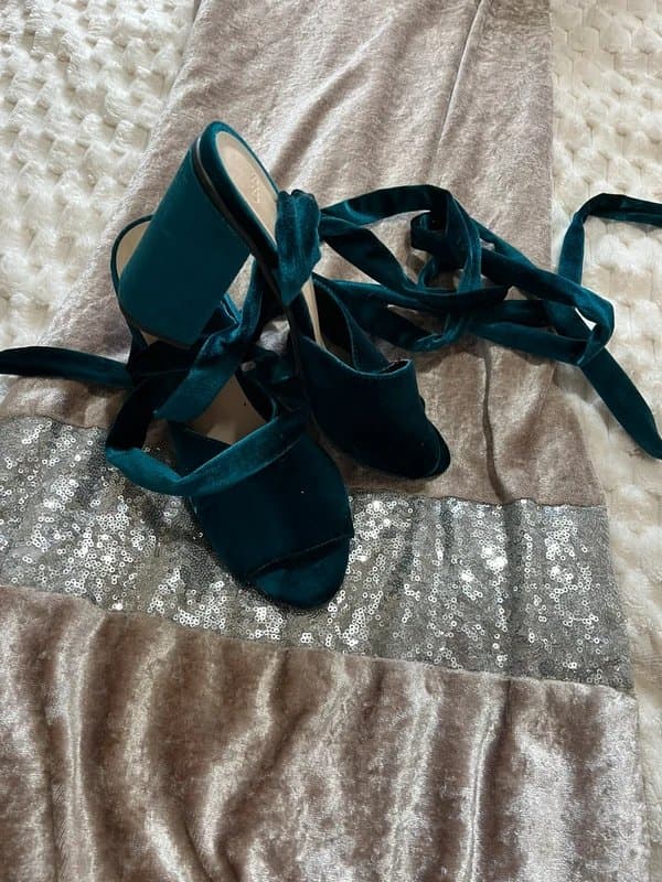 ASOS Teal velvet wrap shoes