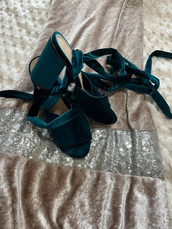 ASOS Teal velvet wrap shoes - 1