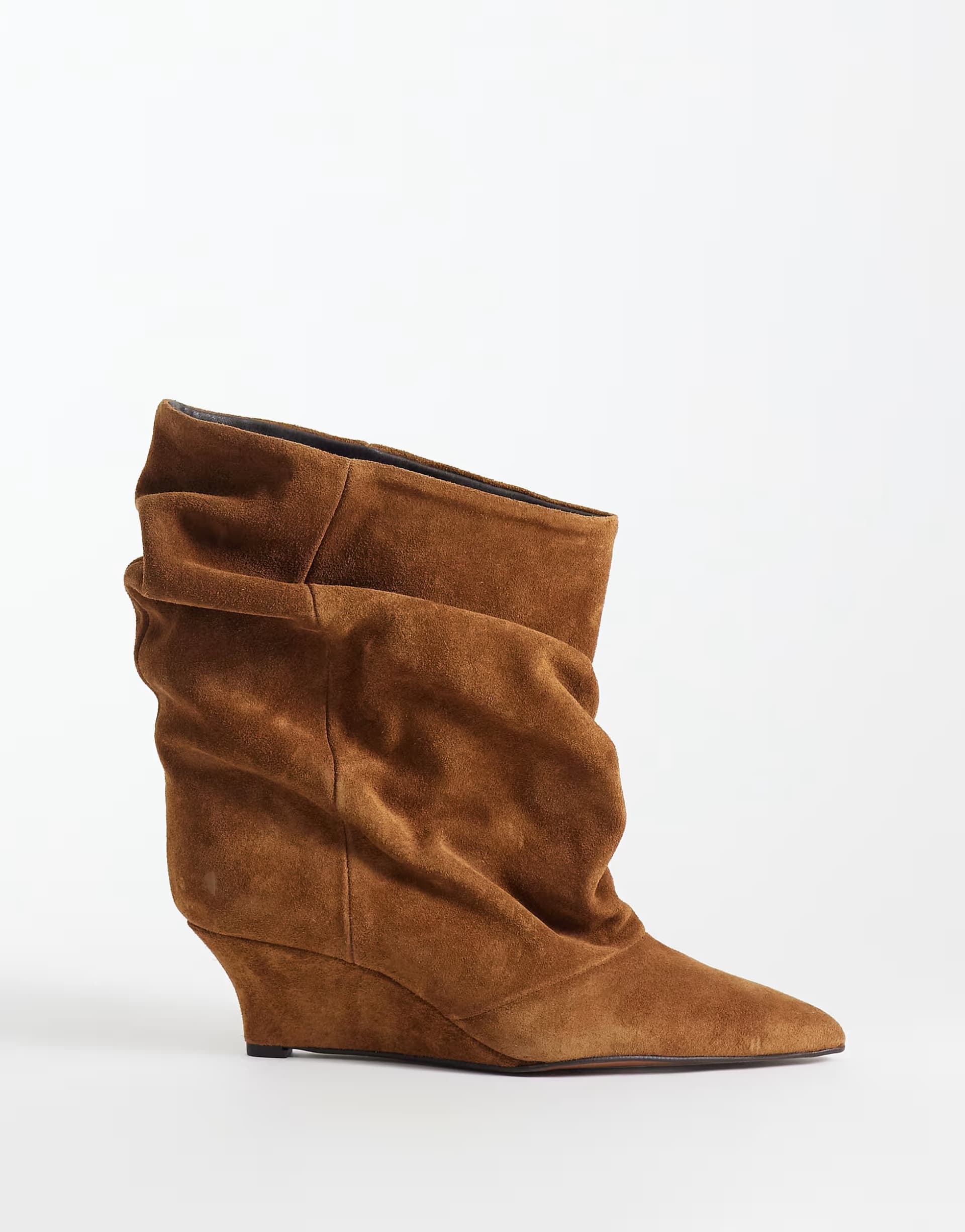 ASOS ASOS DESIGN Riven premium suede wedge slouch boots in rust