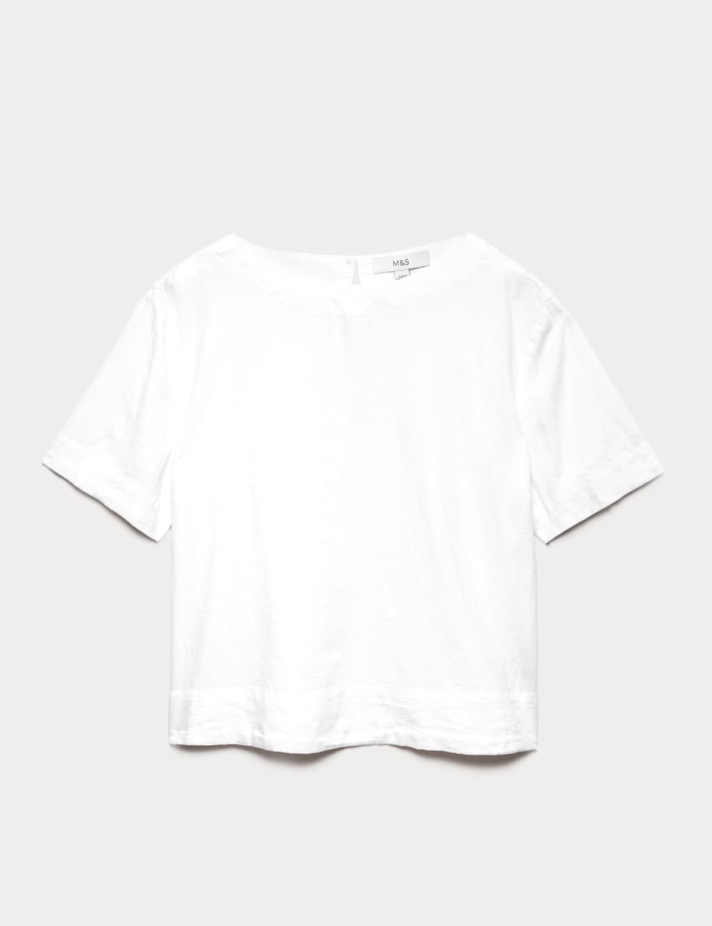 Marks & Spencer M&S Linen Rich Relaxed T-Shirt White