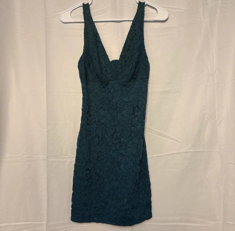 Topshop Teal lace mini dress