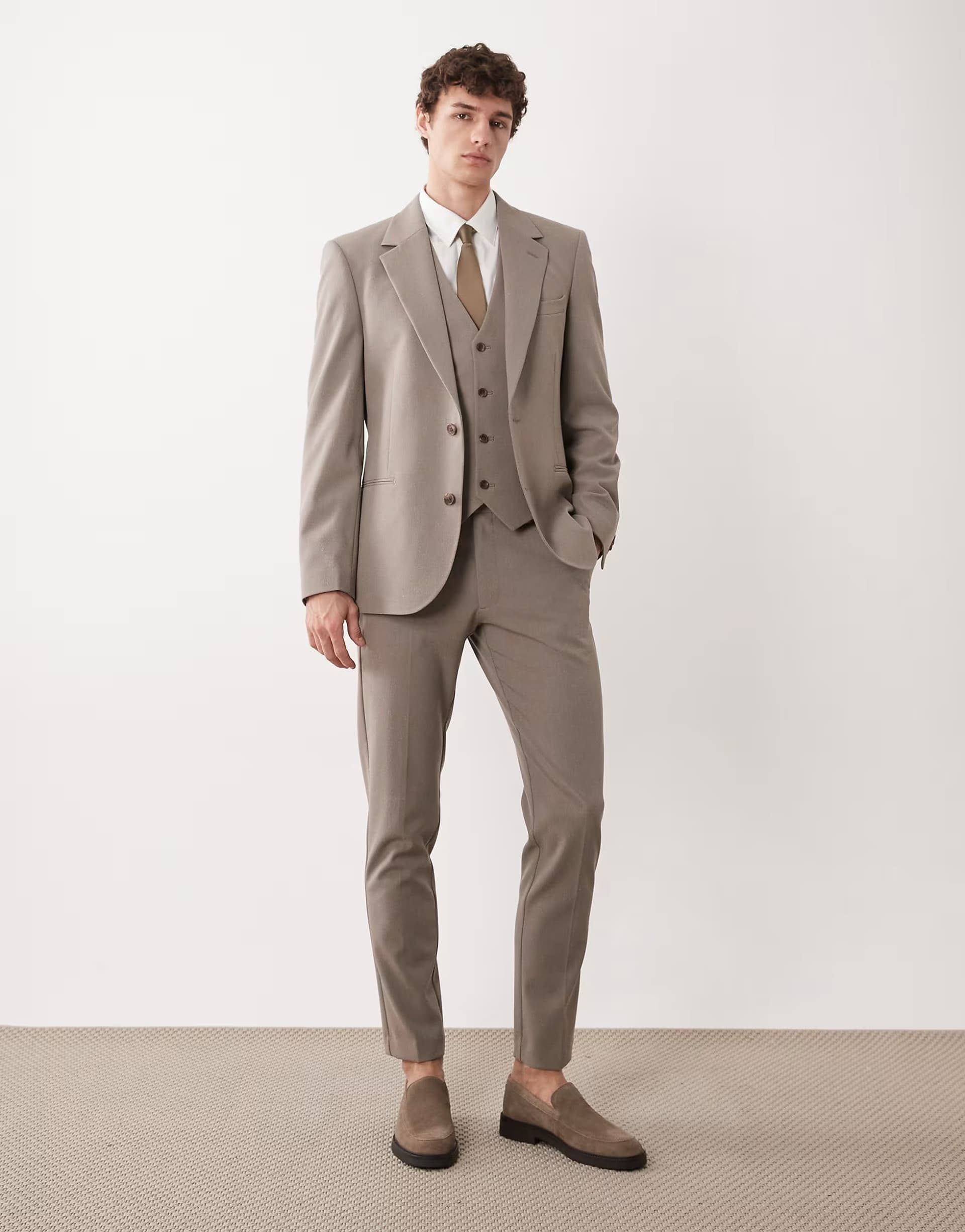 ASOS ASOS DESIGN skinny suit trousers in stone