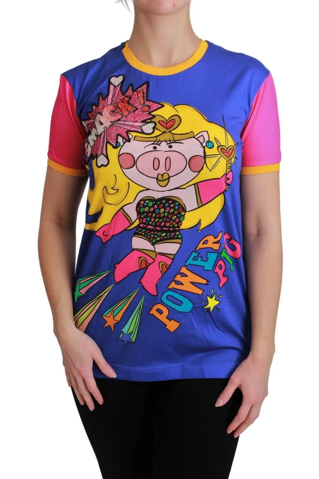 Dolce & Gabbana Dolce & Gabbana Women's Purple PIG SUPERGIRL Top Cotton T-shirt in Blue
