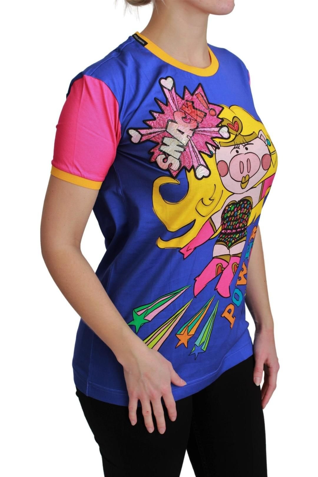 Dolce & Gabbana Dolce & Gabbana Women's Purple PIG SUPERGIRL Top Cotton T-shirt in Blue - 2