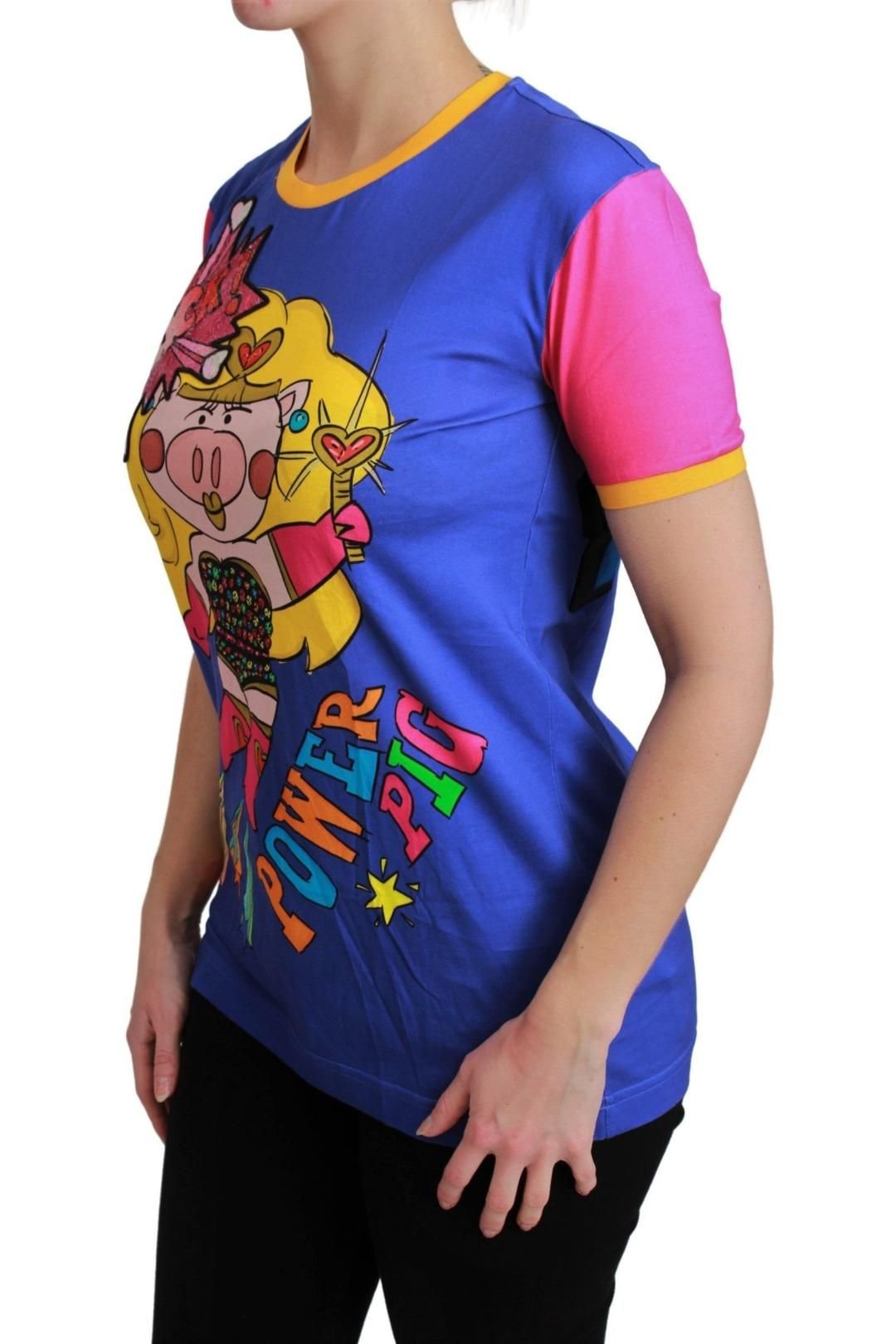 Dolce & Gabbana Dolce & Gabbana Women's Purple PIG SUPERGIRL Top Cotton T-shirt in Blue - 3