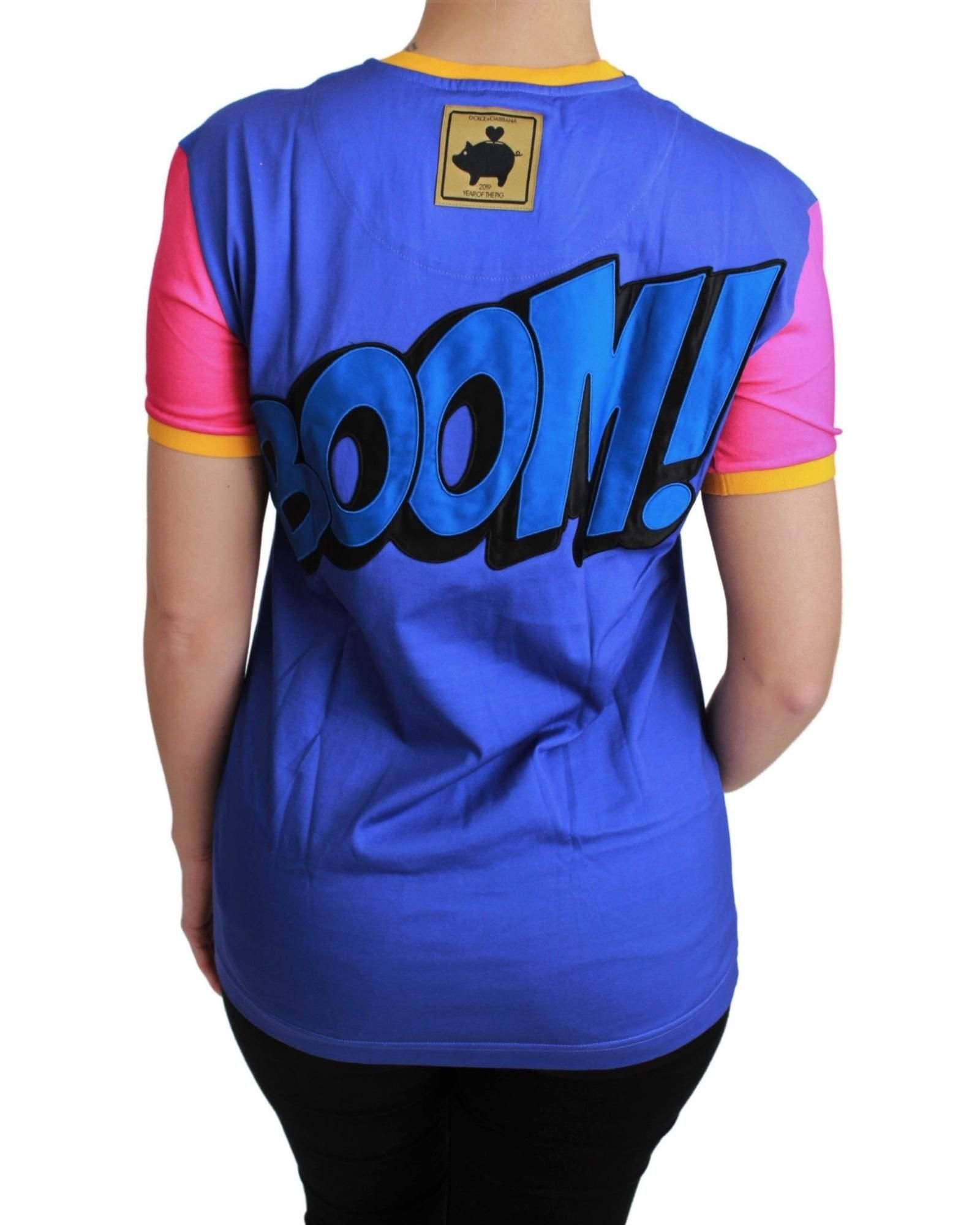 Dolce & Gabbana Dolce & Gabbana Women's Purple PIG SUPERGIRL Top Cotton T-shirt in Blue - 4